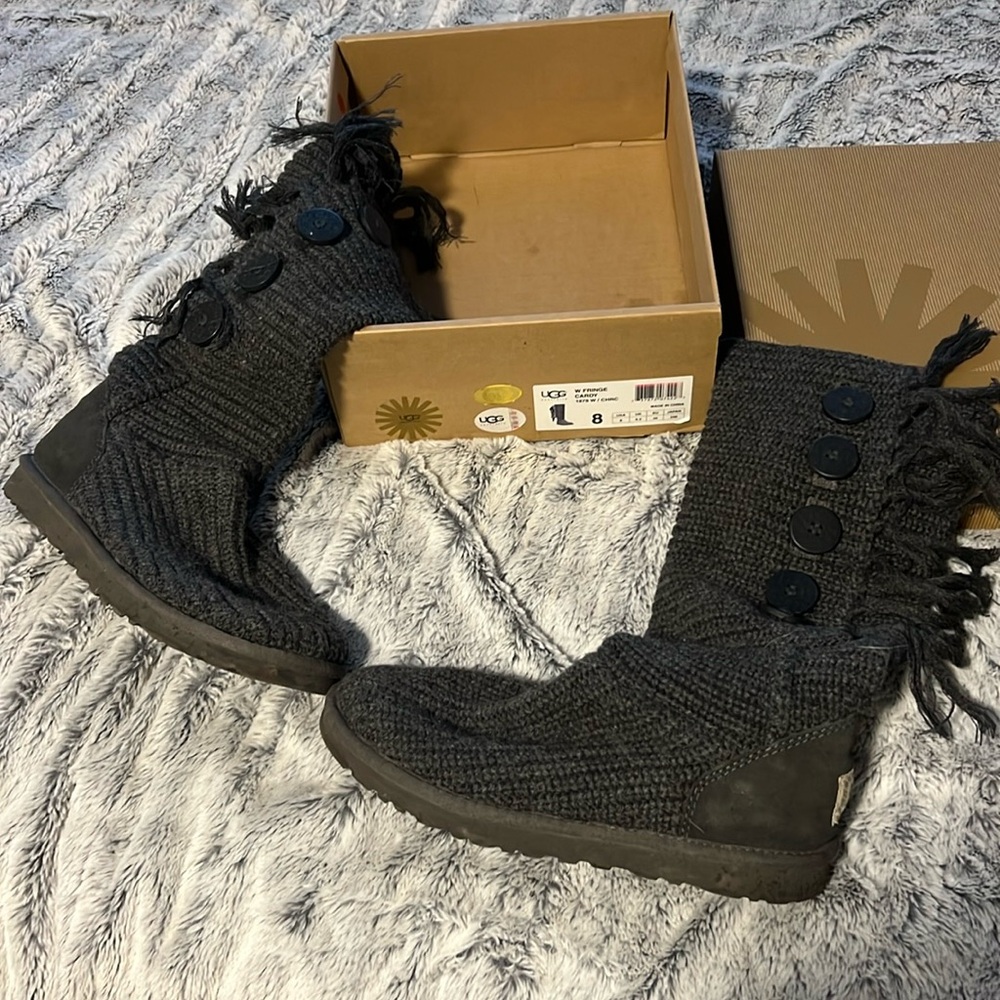 Ugg Grey Fringe Cardy Boots